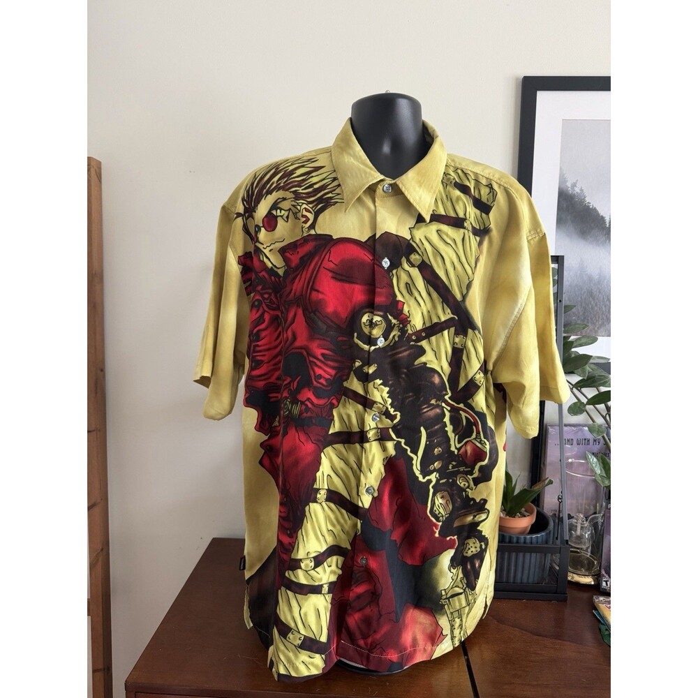 VTG Trigun Vash The Stampede Anime AOP Button Up Shirt Clench XL Grail CRAZY Y2K